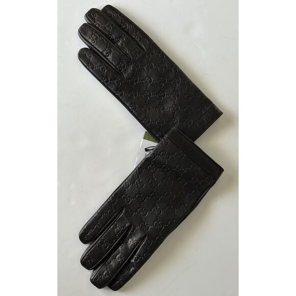 Gucci GG Women's Nappa Leather Gloves Black Size 10 Made in Italy 434211 NWT - Picture 8 of 15